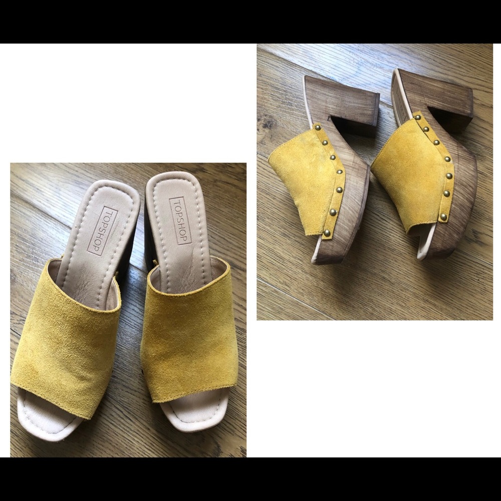 Top shop yellow wooden heels